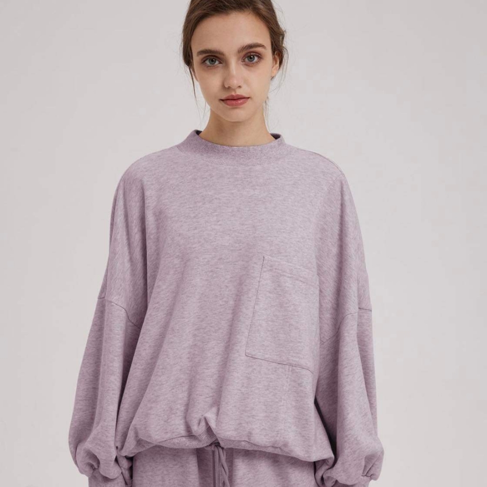 Drawstring Hem Cotton Sweatshirt